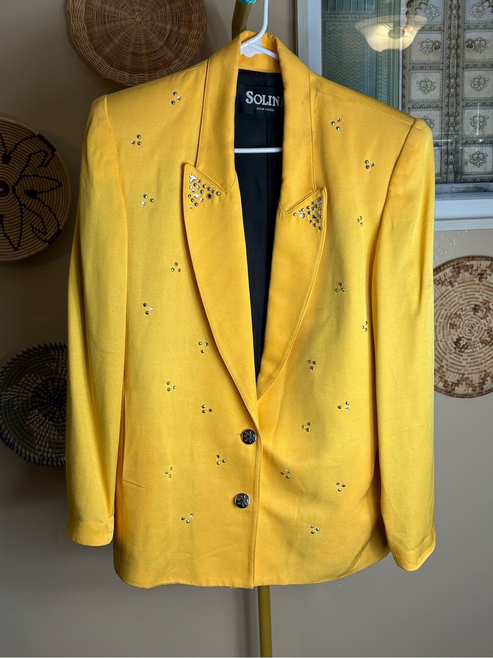 Vintage Yellow Embellished Blazer Jacket